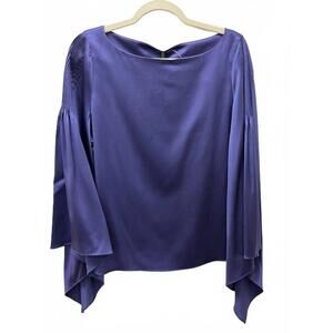 NEW DIOMI women's ruffle sleeve boat neck blouse in midnight